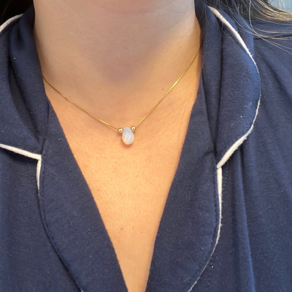 real 14kt yellow gold fill opal stone necklace